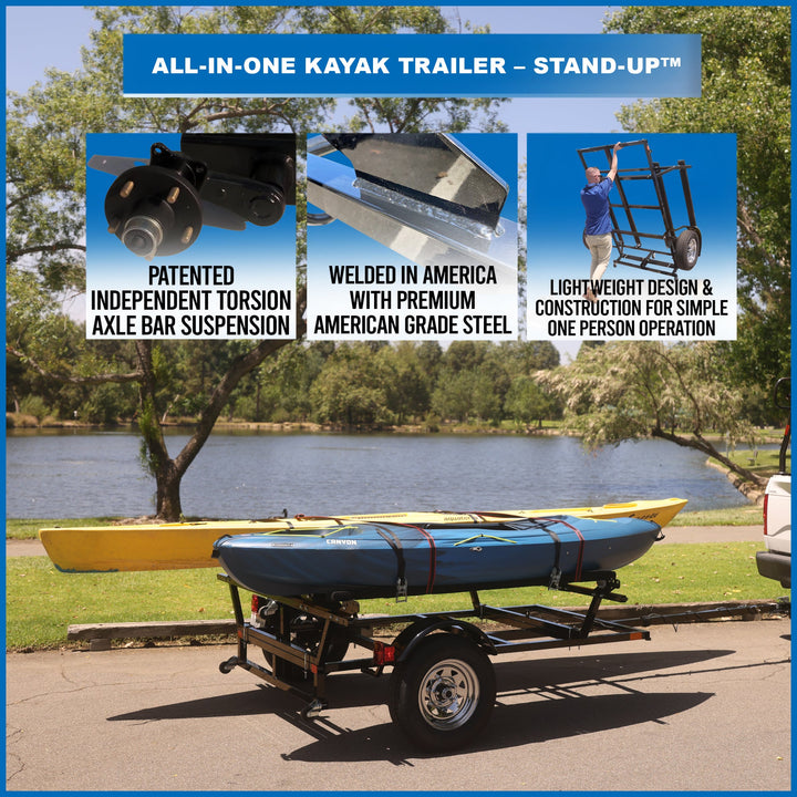 Premium Stand-Up Kayak Trailer with Horizontal Bar